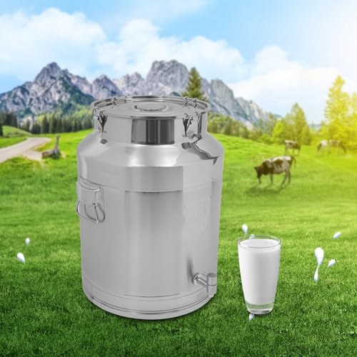 Milk Can Thickened 304 Stainless Steel Wine Pail Bucket Heavy Duty Liquid Storage Barrel Transport Cans Tote Jug with Sealed Lid & Faucet 64L/16.91Gallon - size: 64L/16.91Gal