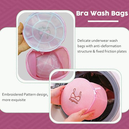 Large Bra Laundry Bags for Washing Machine, Fits All Cups Anti Deformation Bra Washing Bag, Lingerie Bags for Washing Delicates (2 Pack Pink) - color: 2 Pack Pink