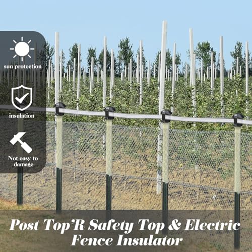 DoubleFill 1 Pcs Electric Fence Insulators and T Post Safety Cap, Black - color: Black