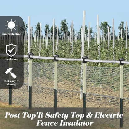 DoubleFill 1 Pcs Electric Fence Insulators and T Post Safety Cap, Black - color: Black