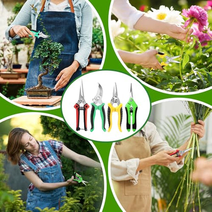 EWPJDK 4 Pack Garden Pruning Shears Scissors Clippers Stainless Steel - color: Multi-color