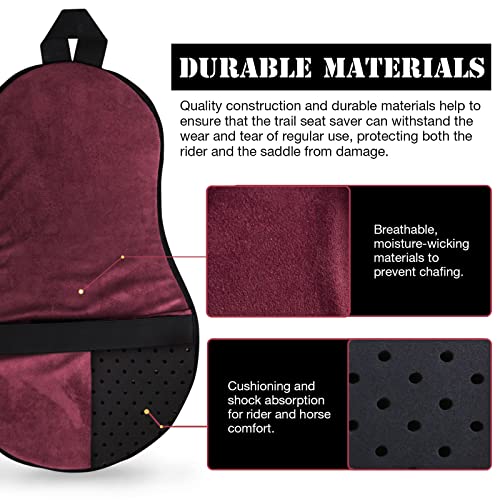 Harrison Howard Trail Seat Saver Western Tack Saddle Ride-on Pad with Cushion Bottom Helps Distribute Back Pressure - color: Burgundy
