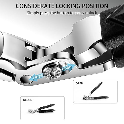Premium Stainless Steel Toenail Clippers for Men & Seniors - 180° Wide Jaw Opening, Heavy Duty Nail Cutter for Thick & Ingrown Nails Anti-Splash Design, Dual Blades Set with Metal Case & Travel Pouch