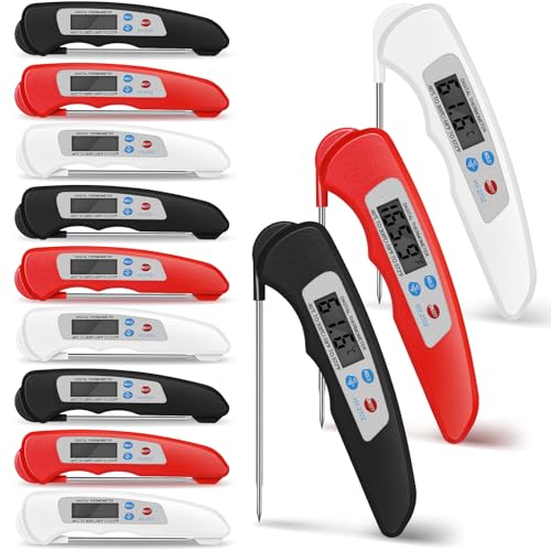Xuhal 12 Pcs Digital Meat Thermometer with Probe Instant, Black, Red, White - color: Black, Red, White