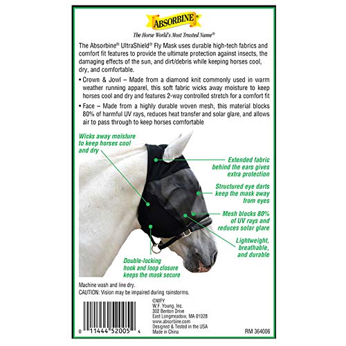 Absorbine UltraShield Fly Mask, Horse Size No Ears