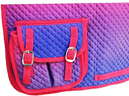 CHALLENGER Horse Quilted English All-Purpose Aussie Trail Saddle Pad Ombre Pockets 72164