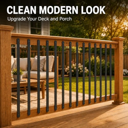 50 Pack 32.25" Aluminum Deck Balusters with Screws | Rust-Resistant Aluminum, Pre-Drilled for Side-Mount, Anti-Bend Flat Profile, for Deck Porch Stair Balcony Railing - size: 32.251inch