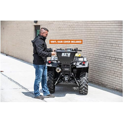Buyers Products ATVS100 ATV Broadcast Spreader with Rain Cover, 100 lb Capacity, Rear Rack Mount, Poly Hopper, 12V Motor, for Seed, Fertilizer, Salt & Feed, All Season Use, ATV Accessories & Lawn Care