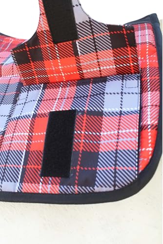 Horse English All-Purpose Neoprene Shock Absorbing Plaid Saddle Pad 72TS29 - color: Red Plaid