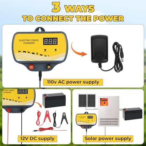 Electric Fence Charger 12V Input to 12KV Output, 2 Joule, 120 Acre Plug-in Electric Fence Energizer for Wildlife Control & Animal Intrusion Prevention - style: Normal electric fence energizer