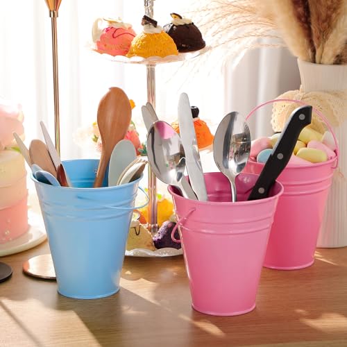 Sadnyy 12 Pack 4.5 X 5 inch Pink Blue Metal Buckets - color: Pink Blue, size: 4.5 x 5 in