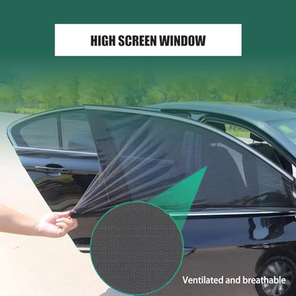 4 PCS Car Side Window Sunshades, Thickened Double-Layer Elastic Mesh Design Foldable Sunshades for Front Rear Side Windows, Decorative Accessories, Suitable for Most Cars, SUVs (Black)