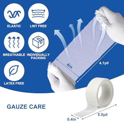 Navona 72 Pack Gauze Rolls, 4 in x 4.1 Yards - color: Pack of 72