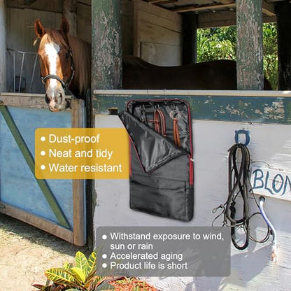 Asooll Horse Bridle Bag,Bridle/Halter Bag with 3 Prong Tack Rack