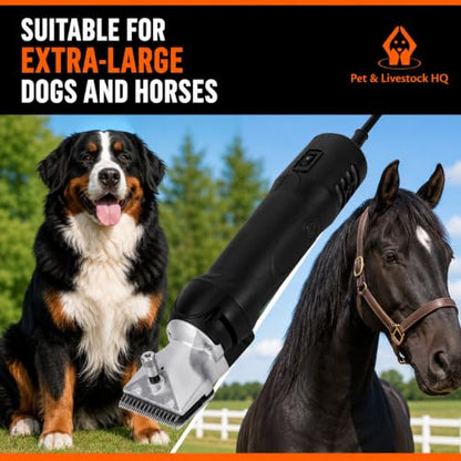 Professional Dog Grooming Clippers for Thick Coats - Shears Heavy Duty Hair Cutting Kit - Large Dog Shaver Set - Pet Trimmer for XL Large Dogs, Horses