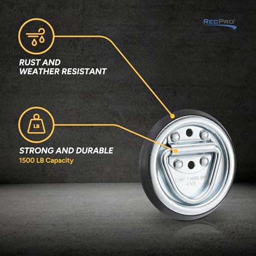 RecPro RV Leash D-Ring, 1/4", 1,500 lb Capacity, 6-Pack - color: 1,500 lb capacity, size: 6 Pack