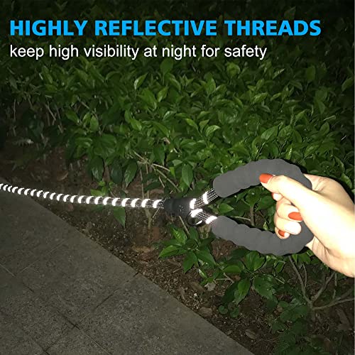 Ladoogo Reflective Dog Collar Padded with Soft Neoprene Breathable Adjustable Nylon Dog Collars for Small Medium Large Dogs (Large (Pack of 1), Black/White Collar+Leash) - color: Black/White, size: Large
