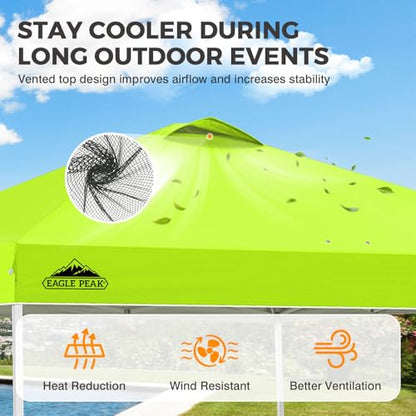 EAGLE PEAK 10x10 Pop Up Canopy Tent Easy Up Canopy Outdoor, Neon Green - color: Neon Green, size: 10x10