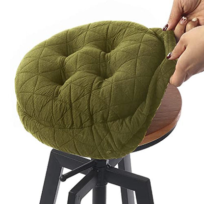 BUYUE Round Bar Stool Seat Cushion, Dia.12 Luxury Fashion Jacquard with Anti-Skid Silicone Bar Stool Cushion Padded (Green, S,1 Count) - color: Green, style: Round S
