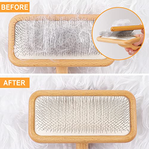 Carpet Rake Sheepskin Wool Brush and Cleaner Comb, Wood, 2PCS (Big+Small) - color: Wood(Big+Small)