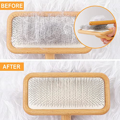 Carpet Rake Sheepskin Wool Brush and Cleaner Comb, Wood, 2PCS (Big+Small) - color: Wood(Big+Small)