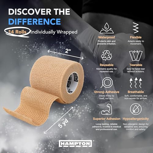 Hampton Adams Self Adhesive Bandage Wrap, Pet Safe, Cohesive Hold - color: Beige