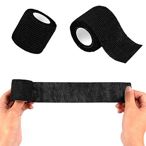 12 Pack Self Adherent Cohesive Wrap Bandages 2 Inches X 5 Yards, First Aid Tape, Elastic Self Adhesive Tape, Athletic, All Sports wrap Tape, Breathable Wound Tape, Bandage Wrap for Wrist, Ankle, Black - size: 12 Count (Pack of 1)