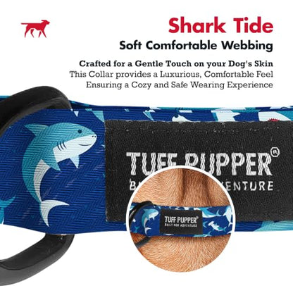 Tuff Pupper Premium Adjustable Dog Collar, Stylish Pattern Collars Designed in USA, Quick Release Buckle, Shark Tide Small (0.7 Inch Wide x 8-12 Inch Neck) - color: Shark Tide, size: Small