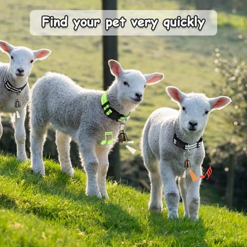 5 Pack Reflective Goat Collars with Bells,Anti-Lost Pet Collar - color: Reflective Black+Grey+Green