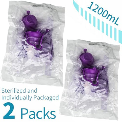 2 Packs Feeding Bag, 1200ml Bags Kit, Delivery Bag Set, Pump Bags, Large Bore