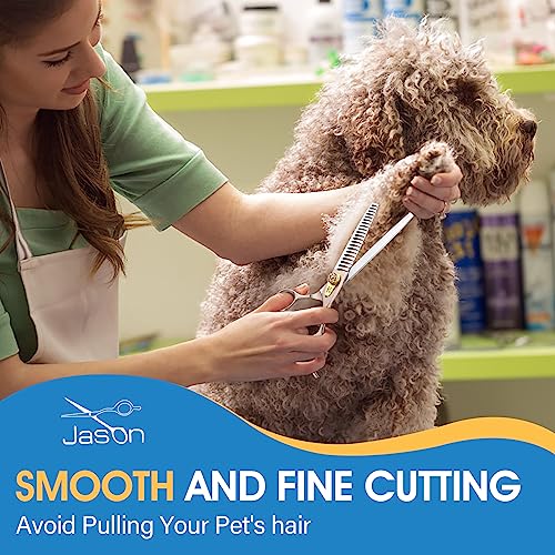 JASON Dog Grooming Chunker Scissors - 7" Thinning Shears 21 Fishbone Teeth - color: Rosegold, size: 7.02