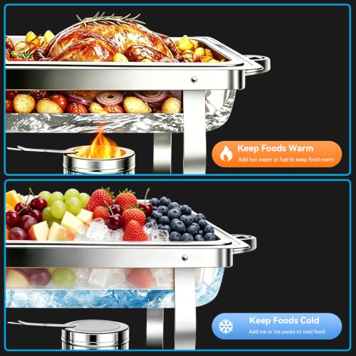 9QT Chafing Dishes for Buffet 4 Pack with 4 Full-Size Pans Silver - color: Silver-002