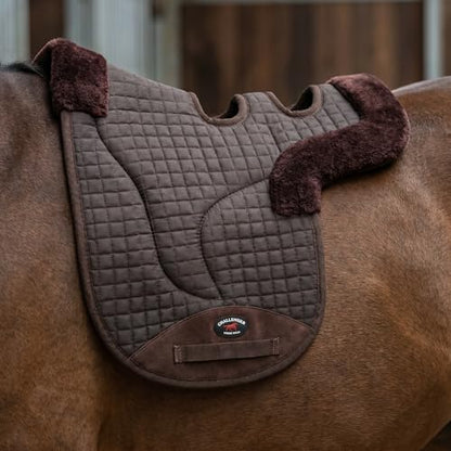 Horse Contoured Fleece Lined Quilted English Saddle Pad Black 72153 - color: Brown