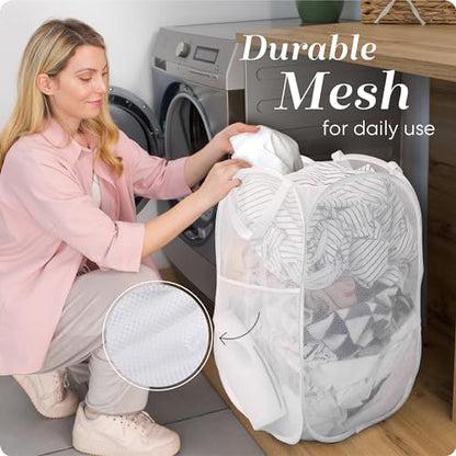 Handy Laundry Pop Up Laundry Hamper 71L Sturdy Collapsible Mesh (White) - color: White, 1-PACK