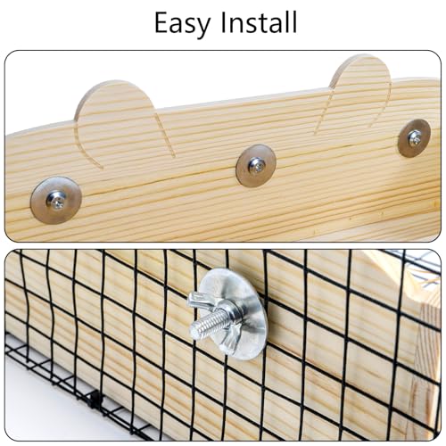 Hedume Rabbit Hay Feeder, Wooden Bunny Food Feeding Manger, Rabbit Hay Holder Less Wasted Food Dispenser for Guinea Pig, Chinchilla, Hamster