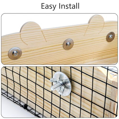 Hedume Rabbit Hay Feeder, Wooden Bunny Food Feeding Manger, Rabbit Hay Holder Less Wasted Food Dispenser for Guinea Pig, Chinchilla, Hamster