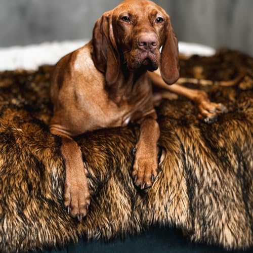 IHAPPYDOG Faux Fur Dog Blanket, Waterproof Couch Cover, Brown 80"x60" - color: Brown, size: 80" x 60"