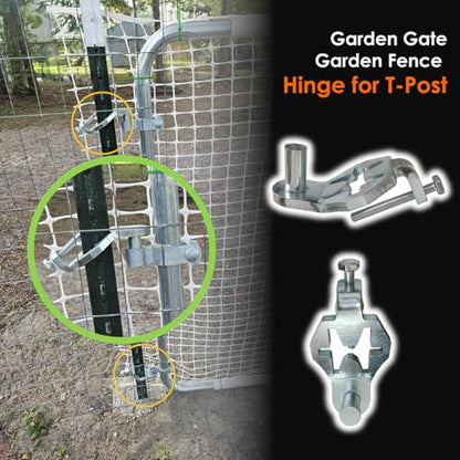 QMARK Fence Gate Hinge Pins, 5/8 Inch, 2 Pack, T-Post Hinge | Galvanized Steel, Fence Gate Hangers, For Farm and Garden
