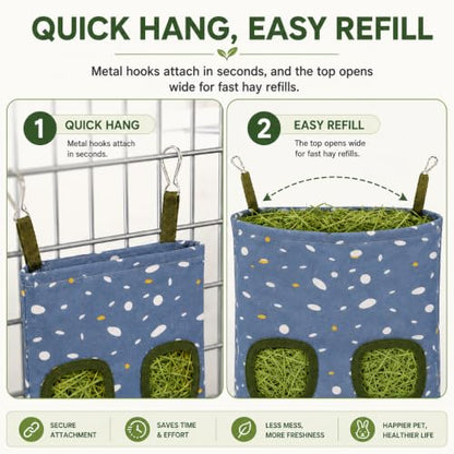 Rabbit Hay Feeder, Guinea Pig Hay Holder & Bunny Hay Feeder – Durable Hanging Hay Bag for Rabbits Chinchillas Guinea Pigs Bunnies – Chew-Resistant Hay Holder for Small Animals (Polka Dot) - color: Polka Dot