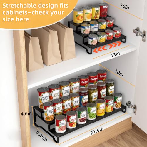 Expandable Can Organizer for Pantry, 3 Tier Metal Canned Food Storage 2Pack - size: 3tier*2pack