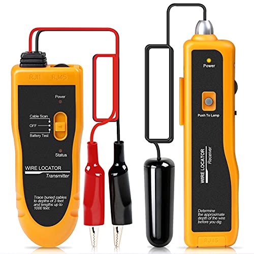 F02 Underground Cable Locator, Wire Tracer with Earphone, Cable Tester for Dog Fence Cables Irrigation Control Wires - color: Yellow