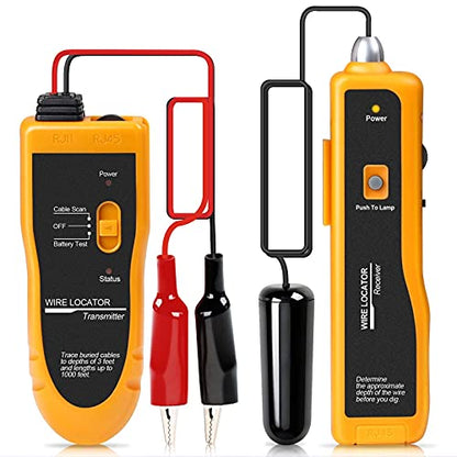 F02 Underground Cable Locator, Wire Tracer with Earphone, Cable Tester for Dog Fence Cables Irrigation Control Wires - color: Yellow