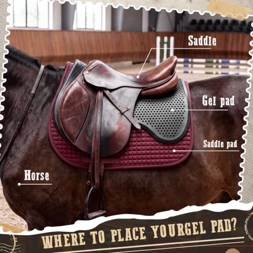 Abbylike Silicone Gel Saddle Pad for Horses, Anti-Slip 20.67x16.54in | Shock Absorbing, Breathable Ventilation Holes, Fits English Western Saddles, Dressage, Jumping, Trail Riding, Trimmable