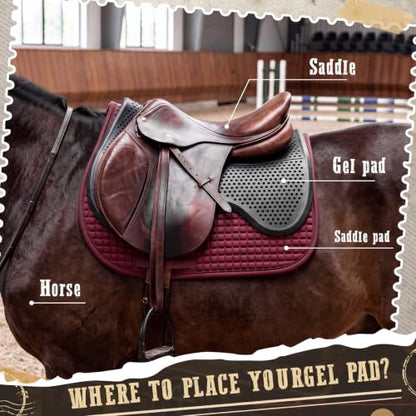 Abbylike Silicone Gel Saddle Pad for Horses, Anti-Slip 20.67x16.54in | Shock Absorbing, Breathable Ventilation Holes, Fits English Western Saddles, Dressage, Jumping, Trail Riding, Trimmable