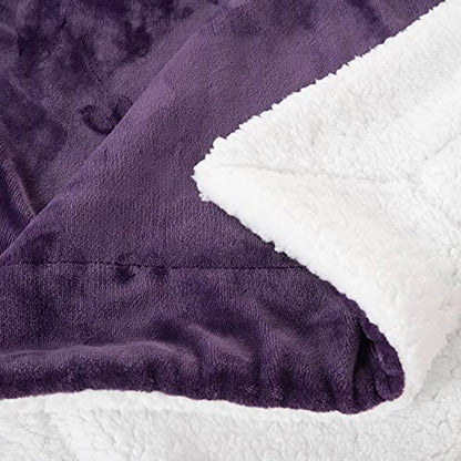 SOCHOW Sherpa Fleece Throw Blanket, Aubergine, 50x60 inches - color: Aubergine, size: 50"×60"