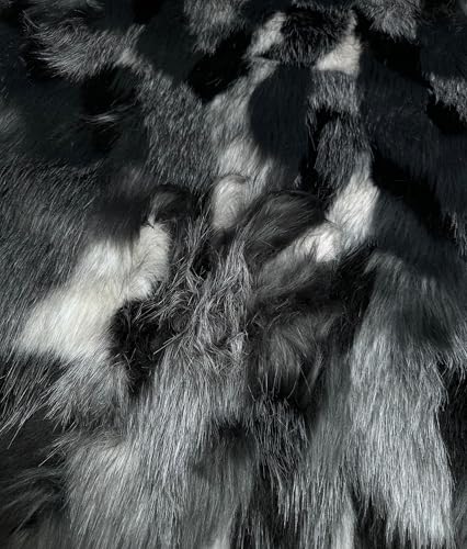 Continuous Yard Faux Fur Fabric Long Pile Tribal Patchwork 58" W/Sold - Multicolor Soft Plush Craft Costume Paws Fake Fur Stuffing Pillows FurSuit Scarf Coat Bag (Gray White Black) - color: Multi-color (Gray White Black)