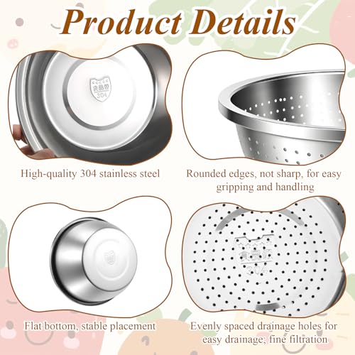 304 Stainless Steel Colander and Strainer, 5QT Large Capacity with Mixing Bowl, Micropore for Washing Rice, Vegetables, Fruit, Grain, Bean, and Draining Cooked Pasta, Dishwasher Safe - size: L