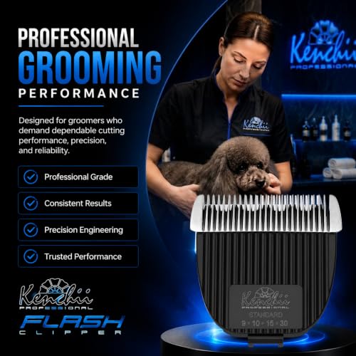 Kenchii Flash Clipper Blade Standard, Original Flash Only | Stay-cool stainless steel, corrosion-resistant coating, detachable for easy cleaning, precision pet grooming - size: Standard