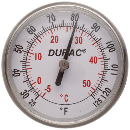 H-B DURAC B61310-3500 Bi-Metallic Thermometer; -5 to 50°C (25 to 125°F), 33mm Dial - size: 125mm (4.9in) Probe Length