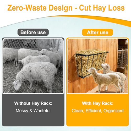 30'' Metal Wall Mount Hay Feeder, 20 Gallon Livestock Feeder | Steel Hay Feeder& Blanket Holder , Metal Wall Hay Rack for Goats, Sheep and Storage